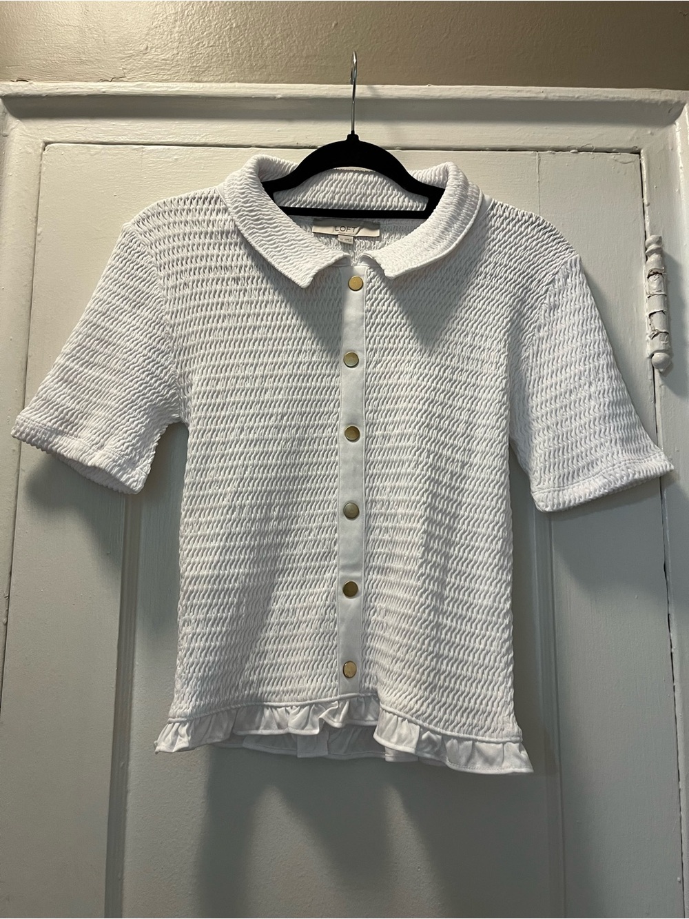 Loft Smocked Ruffle Hem Top - Picture 2 of 5